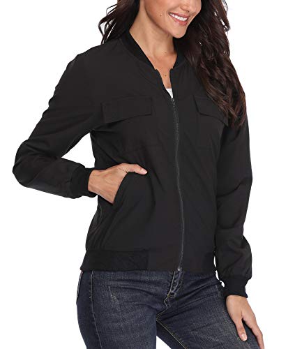 Chaquetas y Abrigos Acolchados Mujers con Relleno Grueso Negro Clásicos Bolsillos Inclinados con Cremallera clásica Moda Manga Larga - XS