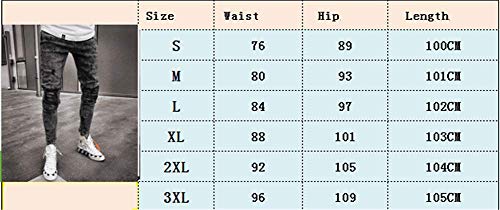 Chickwin Pantalones Vaqueros Hombre Rotos, Skinny Slim Fit Insignia Largos de Mezclilla de Cintura Baja de Pitillo Deportivos Elástico Cremallera Rota Jeans De Bolsillo (L, Negro)