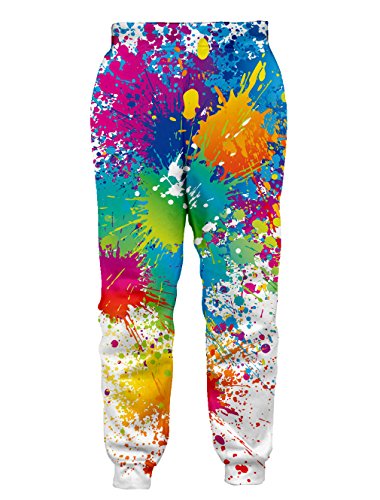 chicolife Hombres Mujeres Multicolor Lápiz de Color de Pintura impresión de Hip Hop de la Novedad del Basculador Pant gráficas Pista pantalón con Bolsillos con cordón Medio