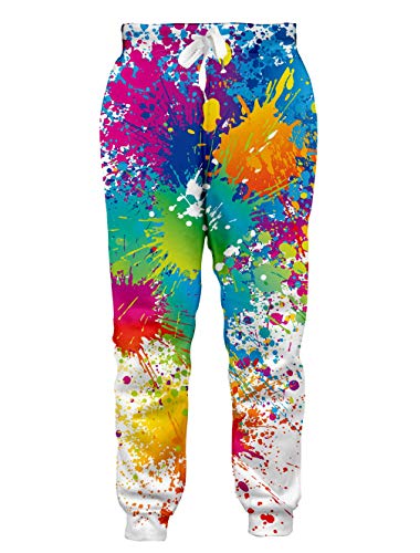 chicolife Hombres Mujeres Multicolor Lápiz de Color de Pintura impresión de Hip Hop de la Novedad del Basculador Pant gráficas Pista pantalón con Bolsillos con cordón Medio