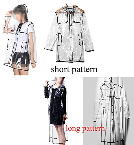 Chubasquero con capucha largo para mujer, transparente, de INMOZATA, negro, largo