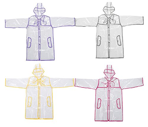 Chubasquero con capucha largo para mujer, transparente, de INMOZATA, negro, largo