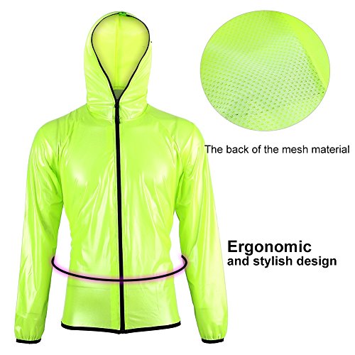 Chubasqueros Traje de Lluvia Unisexo Chaqueta Impermeable con Capucha Pantalones Cintas Reflectantes para Ciclismo Senderismo Deportes al Aire Libre (Verde) ( tamaño : L )