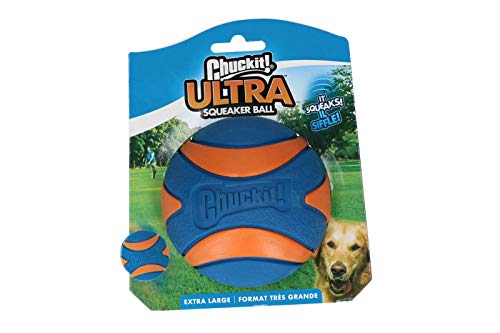 Chuckit! Ultra Squeaker Goma Perro Bola Alta Rebote Juguete para Tierra y Lanzador de Agua Compatible - XL