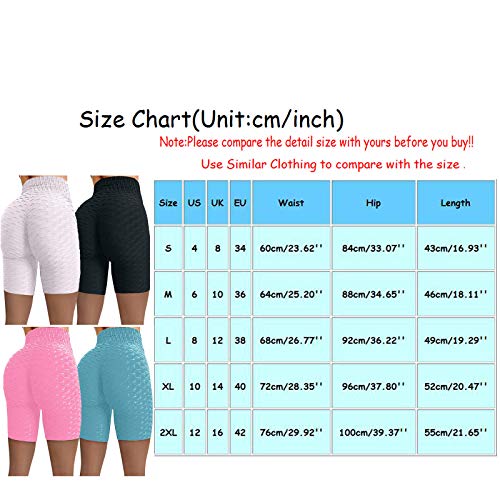 Cintura Alta Mallas Push Up Mujer Pantalones Cortos Panal Arrugado para Nalgas de Las Mujeres Leggings para Reducir Vientre Fitness Training Running 2pcs