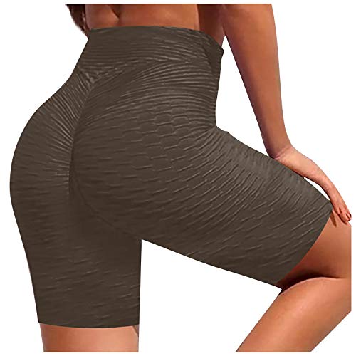 Cintura Alta Mallas Push Up Mujer Pantalones Cortos Panal Arrugado para Nalgas de Las Mujeres Leggings para Reducir Vientre Fitness Training Running 2pcs