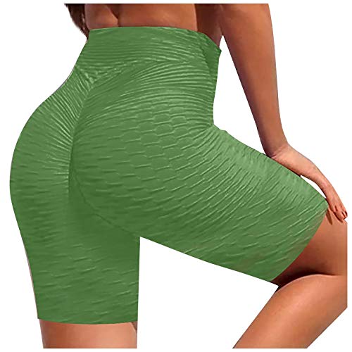 Cintura Alta Mallas Push Up Mujer Pantalones Cortos Panal Arrugado para Nalgas de Las Mujeres Leggings para Reducir Vientre Fitness Training Running 2pcs