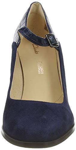 Clarks Kaylin Alba, Zapatos de Tacón Mujer, Azul (Navy Combi Navy Combi), 38 EU