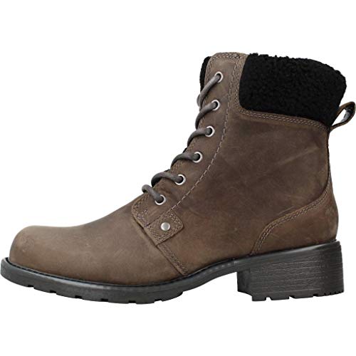 Clarks Orinoco Dusk, Botas Estilo Motero Mujer, Gris (Dark Grey Lea Dark Grey Lea), 36 EU