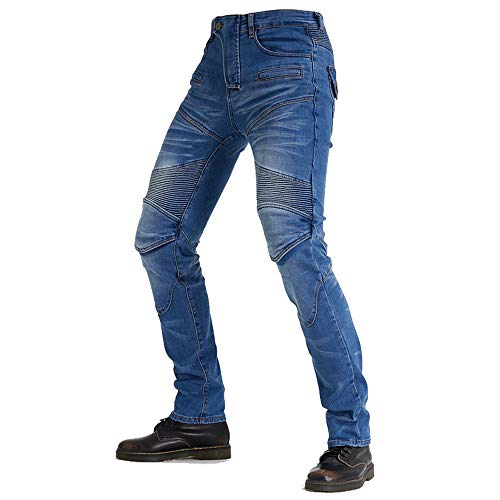 Classic Stretch Vaqueros, Slim Fit, Jeans Protectores De Cuatro Piezas Pantalones De Carreras Profesionales Pantalones De Moto Pantalones De Moto. (Azul,XL)