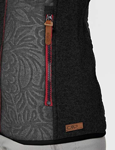 CMP Chaqueta de forro polar con capucha y detalles de lana., Mujer, 30H2566, Antracita Mel., 40