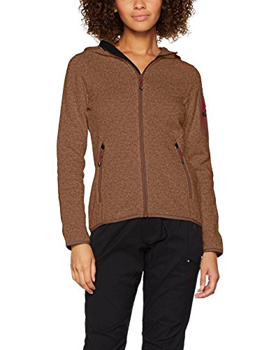 CMP Strick Fleece Jacke 3H19826 Forro Polar con Capucha, Mujer, Marrón (Wood-Toffe-Wine), 36