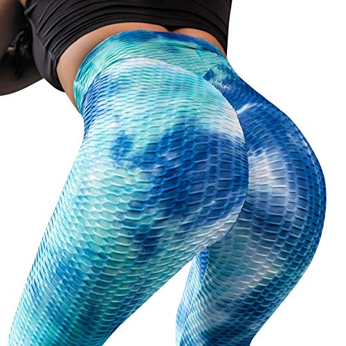 CMTOP Mallas Pantalones Deportivos Leggings Pantalones de Yoga Tie-Dye Mujer Yoga de Alta Cintura Elásticos y Transpirables para Yoga Running Fitness con Gran Elásticos