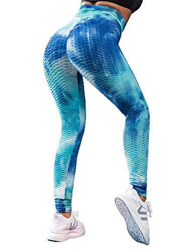 CMTOP Mallas Pantalones Deportivos Leggings Pantalones de Yoga Tie-Dye Mujer Yoga de Alta Cintura Elásticos y Transpirables para Yoga Running Fitness con Gran Elásticos