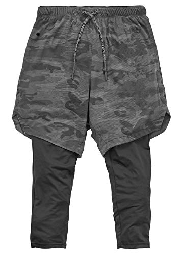 CMTOP Pantalones Cortos Legging Mallas Pantalones Deportivos Hombre Deporte Chándal Deportivos Compresión Interna con Bolsillos y Trabillas para Toallas Correr Entrenamiento Ciclismo