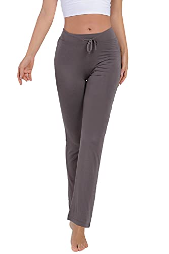 CMTOP Pantalones de Yoga Pilates para Mujer Algodon Alta Cintura Elásticos pantalón de Campana con cordón Casuales Chandal Deportivo para Pilates Yoga Jogger Fitness