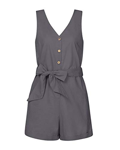 CNFIO Monos Cortos Mujer Verano Vestir Mujer Elegante Petos Mujer Verano Trabajos Pantalones Cortos A-Gris M