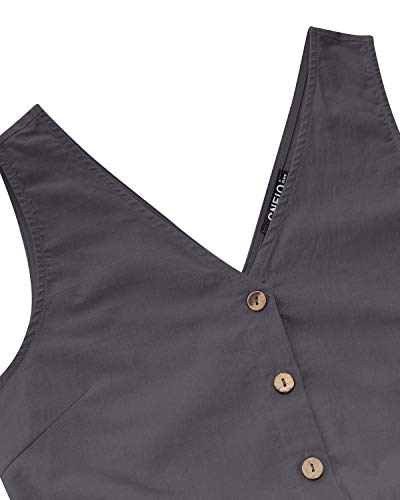 CNFIO Monos Cortos Mujer Verano Vestir Mujer Elegante Petos Mujer Verano Trabajos Pantalones Cortos A-Gris M