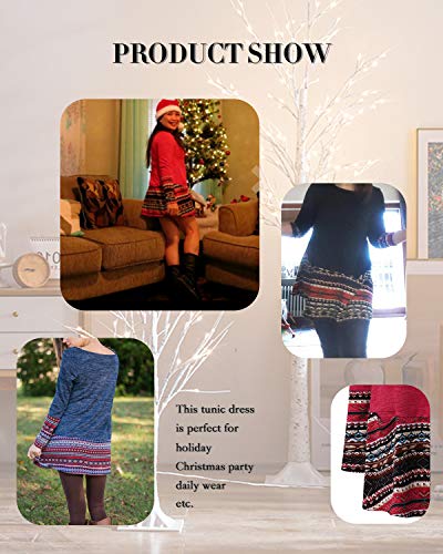 CNFIO Mujer Vestido Bolsillo Cuello Redondo Manga Larga Plus Tamaño Tops Moda