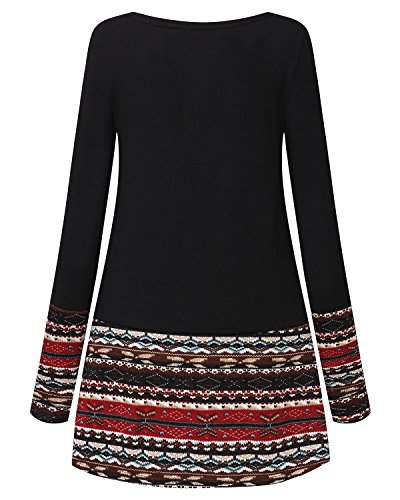 CNFIO Mujer Vestido Bolsillo Cuello Redondo Manga Larga Plus Tamaño Tops Moda