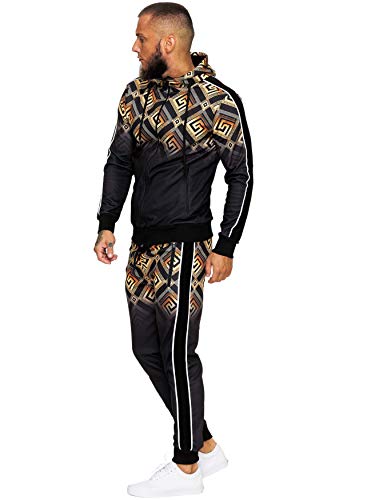 Code47 Chándal para hombre, chándal de entrenamiento, fitness, ropa de calle, pantalones de chándal con capucha, ropa deportiva, ajuste cómodo. Negro L