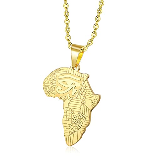 Colgantes Mapa de África Collares Hombres Collar de religión de acero inoxidable para hombres Mujeres Regalo de joyería GD
