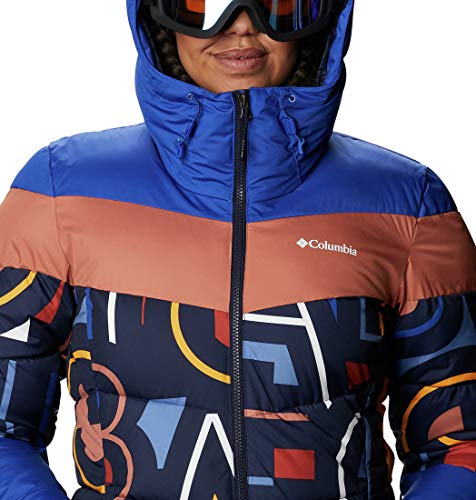 Columbia Abbott Peak Insulated Chaqueta De Esquí con Capucha, Mujer, Azul (Dk Noctrnl/Multi Typo Print/Lapis Blue), M