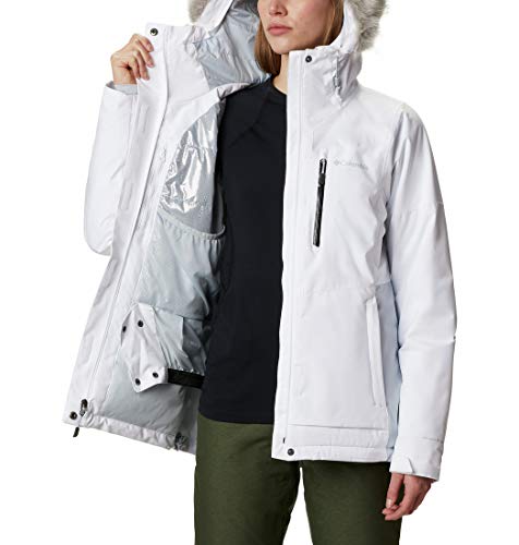 Columbia AVA Alpine Insulated Chaqueta De Esquí con Capucha, Mujer, Blanco, Gris (White/Cirrus Grey), M