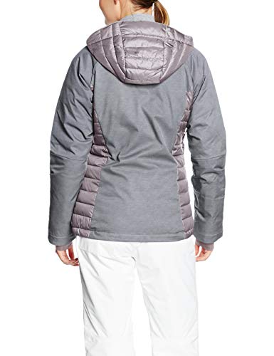 Columbia Chaqueta de esquí repelente al agua para mujer, Salcantay Hooded Jacket, Poliéster, Gris (Astral Twill Print), Talla M, 1699111
