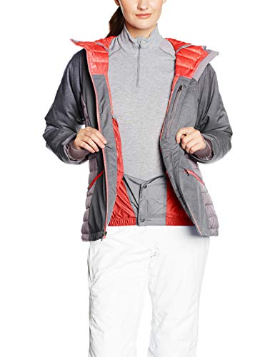 Columbia Chaqueta de esquí repelente al agua para mujer, Salcantay Hooded Jacket, Poliéster, Gris (Astral Twill Print), Talla M, 1699111