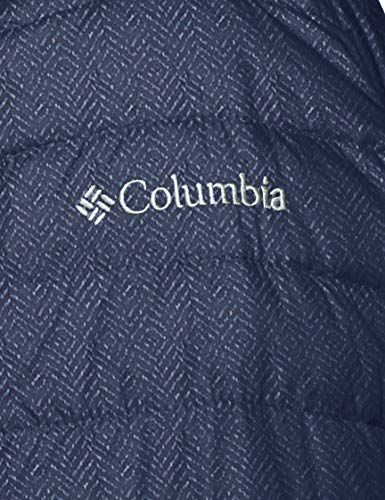 Columbia Chaqueta Impermeable con Capucha para Mujer, Powder Lite Hooded, Azul (Nocturnal Tweed Print), Talla S