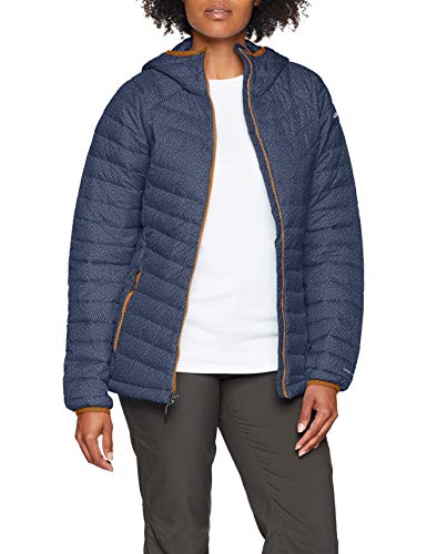 Columbia Chaqueta Impermeable con Capucha para Mujer, Powder Lite Hooded, Azul (Nocturnal Tweed Print), Talla S