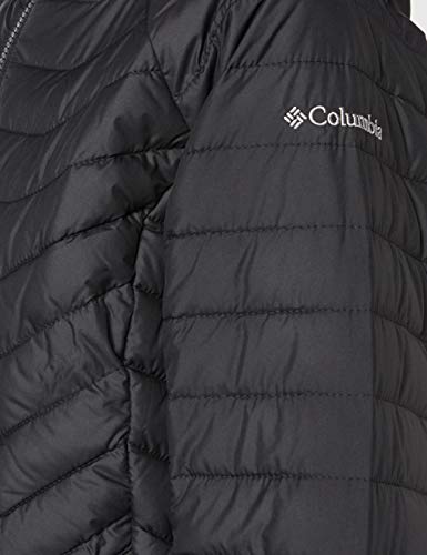 Columbia Chaqueta Impermeable con Capucha para Mujer, Powder Lite Hooded, Negro (Black), Talla L