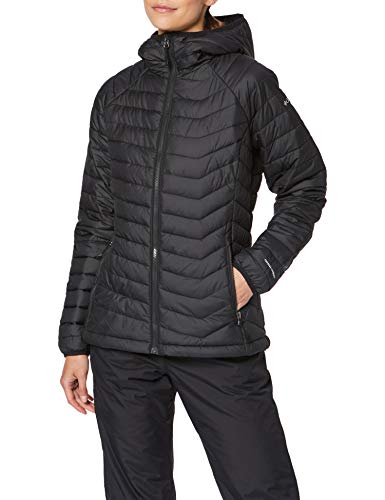 Columbia Chaqueta Impermeable con Capucha para Mujer, Powder Lite Hooded, Negro (Black), Talla L