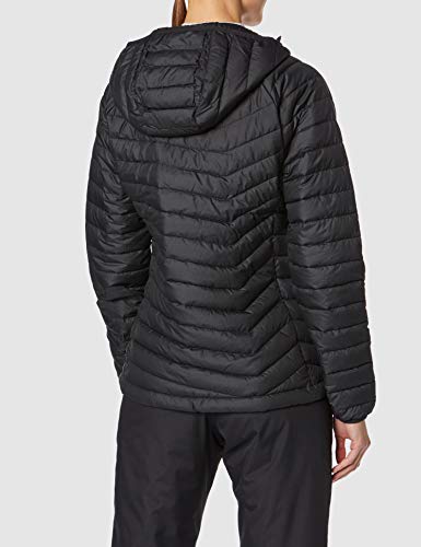Columbia Chaqueta Impermeable con Capucha para Mujer, Powder Lite Hooded, Negro (Black), Talla M
