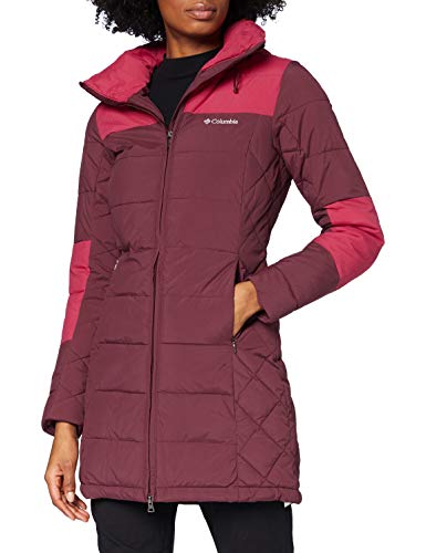 Columbia Chaqueta larga para mujer, Cold Fighter Mid Jacket, Nailon, Rojo (Rich Wine/Pomegranate), Talla S, 1748221