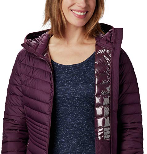 Columbia Chaqueta mediana Powder Lite para mujer, color negro cereza, talla pequeña