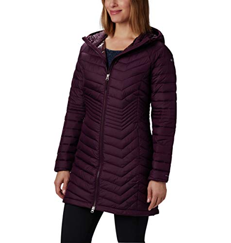 Columbia Chaqueta mediana Powder Lite para mujer, color negro cereza, talla pequeña