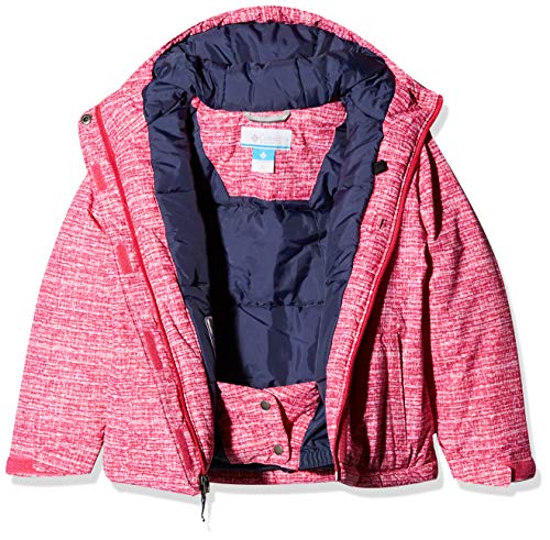 Columbia Chaqueta repelente al agua para niña, Alpine Free Fall Jacket, Nailon, Rosa (Cactus Pink Texture Print), Talla S, 1557121