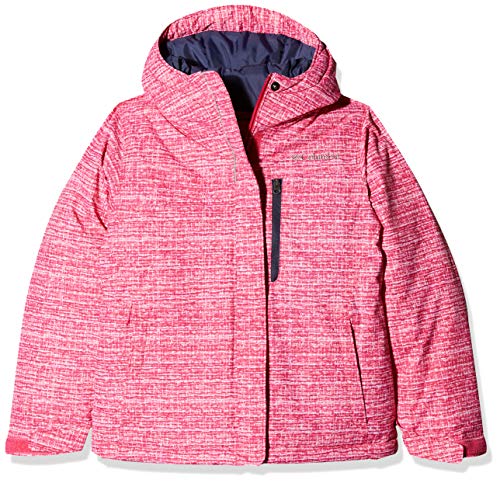 Columbia Chaqueta repelente al agua para niña, Alpine Free Fall Jacket, Nailon, Rosa (Cactus Pink Texture Print), Talla S, 1557121