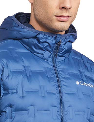 Columbia Delta Ridge Chaqueta de Plumas con Capucha para Hombre, Azul (Night Tide), XL