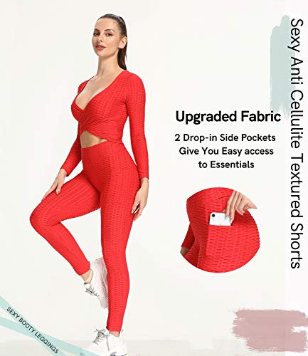 COMFREE Tiktok Honeycomb Leggings Push Up Mujer Mallas de Deporte Pantalones Deportivos Alta Cintura Elásticos Yoga Fitness