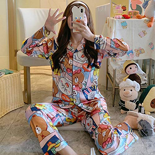 Conjunto de ropa de dormir, para mujer, otoño e invierno, delgada, dulce, suelta, pijamas, oso_M, conjunto de pijama para mujer sexy