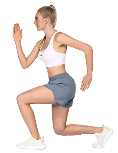 COOrun Pantalones cortos para mujer Quick Dry Workout Athletic con bolsillos laterales gris claro XL