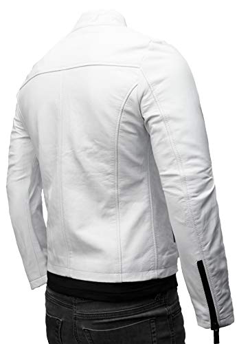 Crone - Chaqueta de cuero Epic Cleane Basic para hombre, en diferentes variantes y colores Blanco mate (piel de vaca). L