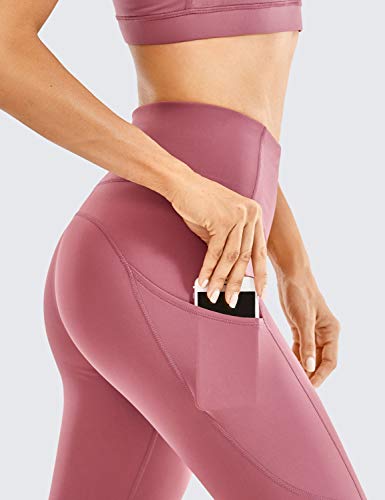 CRZ YOGA Mujer Cintura Alta Leggings Deportivas Fitness Running Pantalones Capri con Bolsillos -48cm Misty Merlot 42