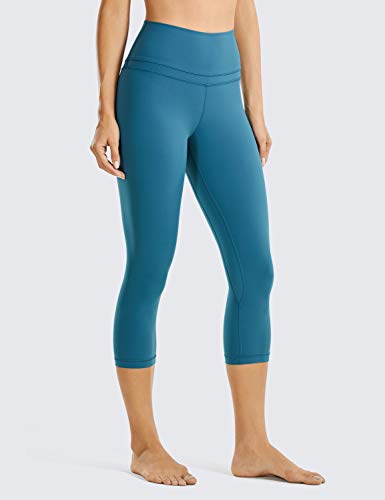 CRZ YOGA Mujer Naked Feeling Leggings Deportivas Cintura Alta Yoga Fitness Pantalones con Bolsillo -48cm Azul de Gasolina R418 36