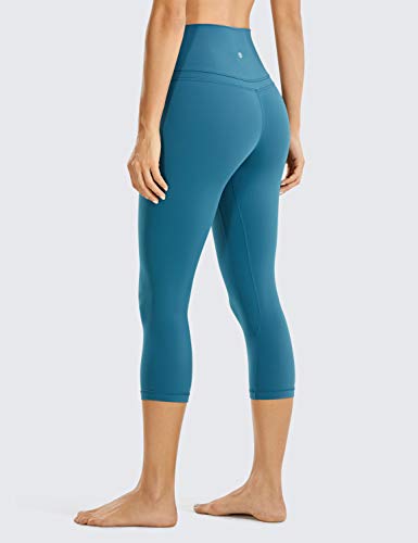 CRZ YOGA Mujer Naked Feeling Leggings Deportivas Cintura Alta Yoga Fitness Pantalones con Bolsillo -48cm Azul de Gasolina R418 36