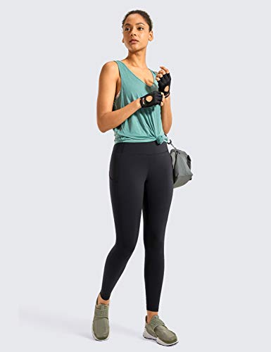 CRZ YOGA Mujer Naked Feeling Leggings Deportivas Cintura Alta Yoga Fitness Pantalones con Bolsillo-63cm Negro New2 42