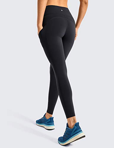 CRZ YOGA Mujer Naked Feeling Leggings Deportivas Cintura Alta Yoga Fitness Pantalones con Bolsillo-63cm Negro New2 42